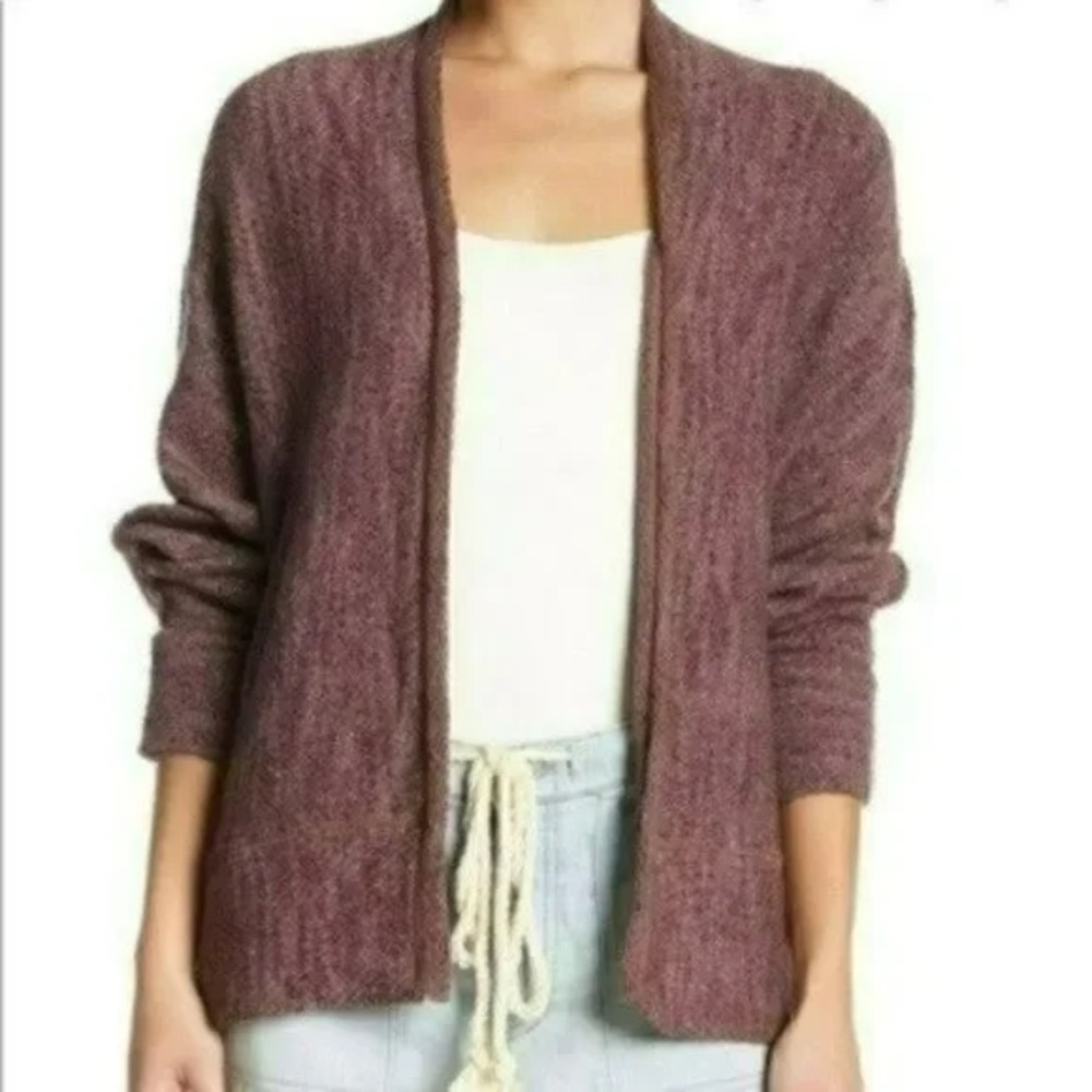 Free People Sweater Womens Open Front Knit Cardigan XS Dolman Sleeve Purple